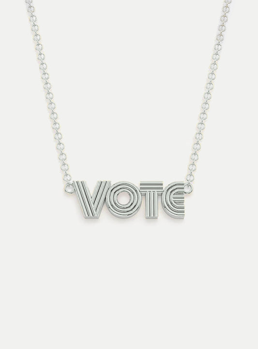 Silver Radiant VOTE Pendant Necklace