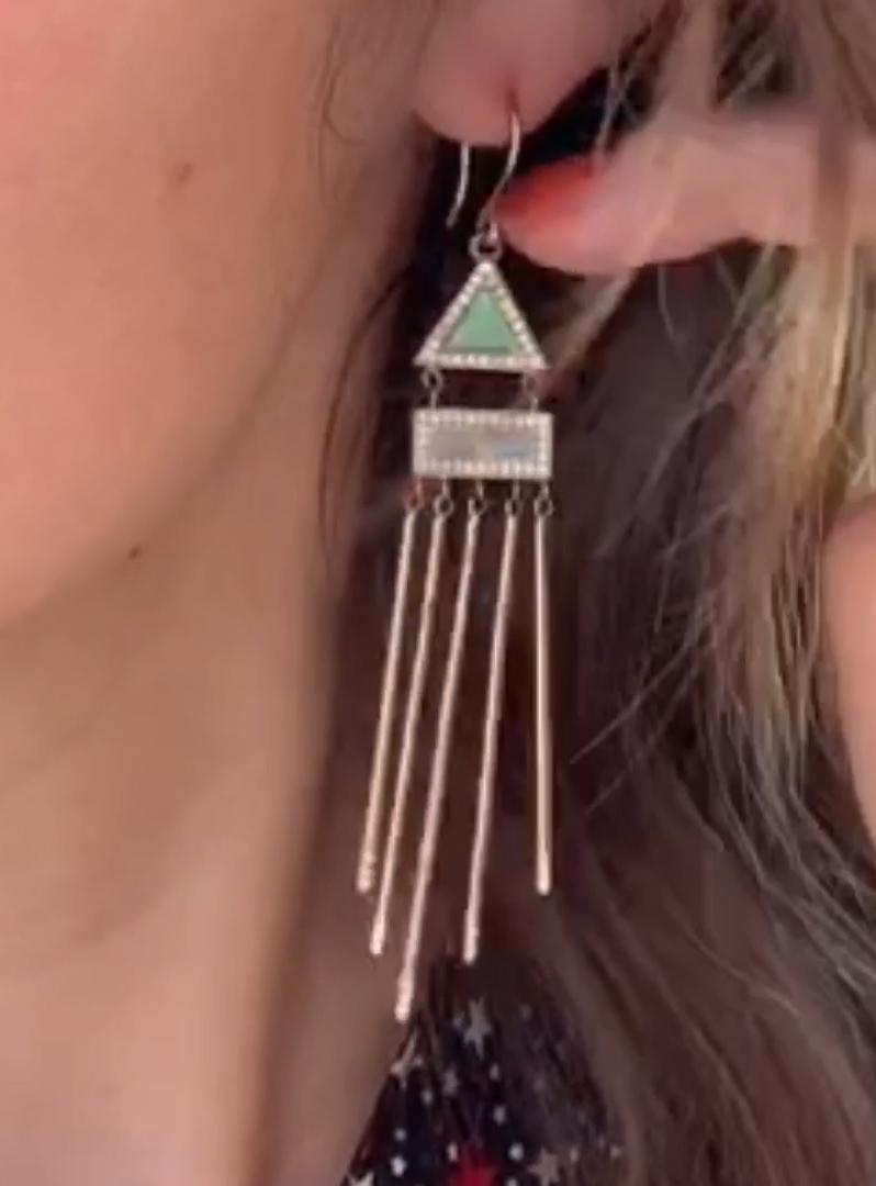 Opal Triangle Chandelier Earrings